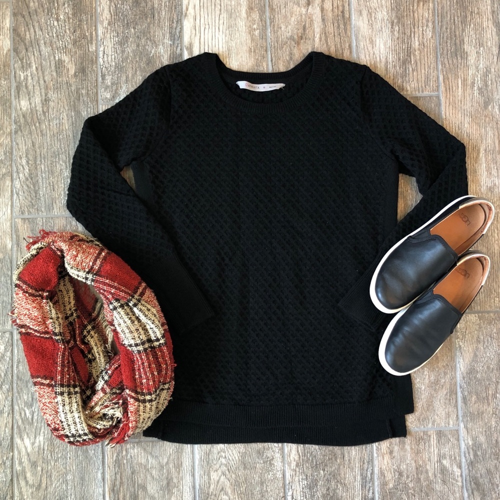 Athleta Black Waffle Knit Sweater
